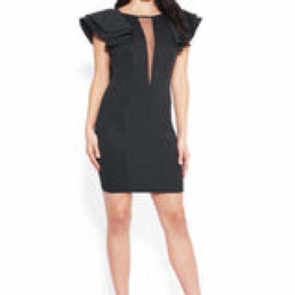 bebe Dresses & Skirts - Bebe Ruffled Back V Dress / Ruffle on Ruffle Open Back